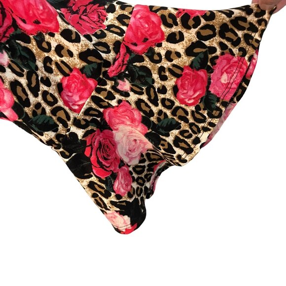 Brigette Brianna Floral Animal Print Robe Women L? Ruffle Sleeve Hem USA - Picture 4 of 8
